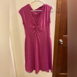 PATAGONIA Seabrook Bandha Women Large Twist Neck Magenta Dress Cap Sleeves